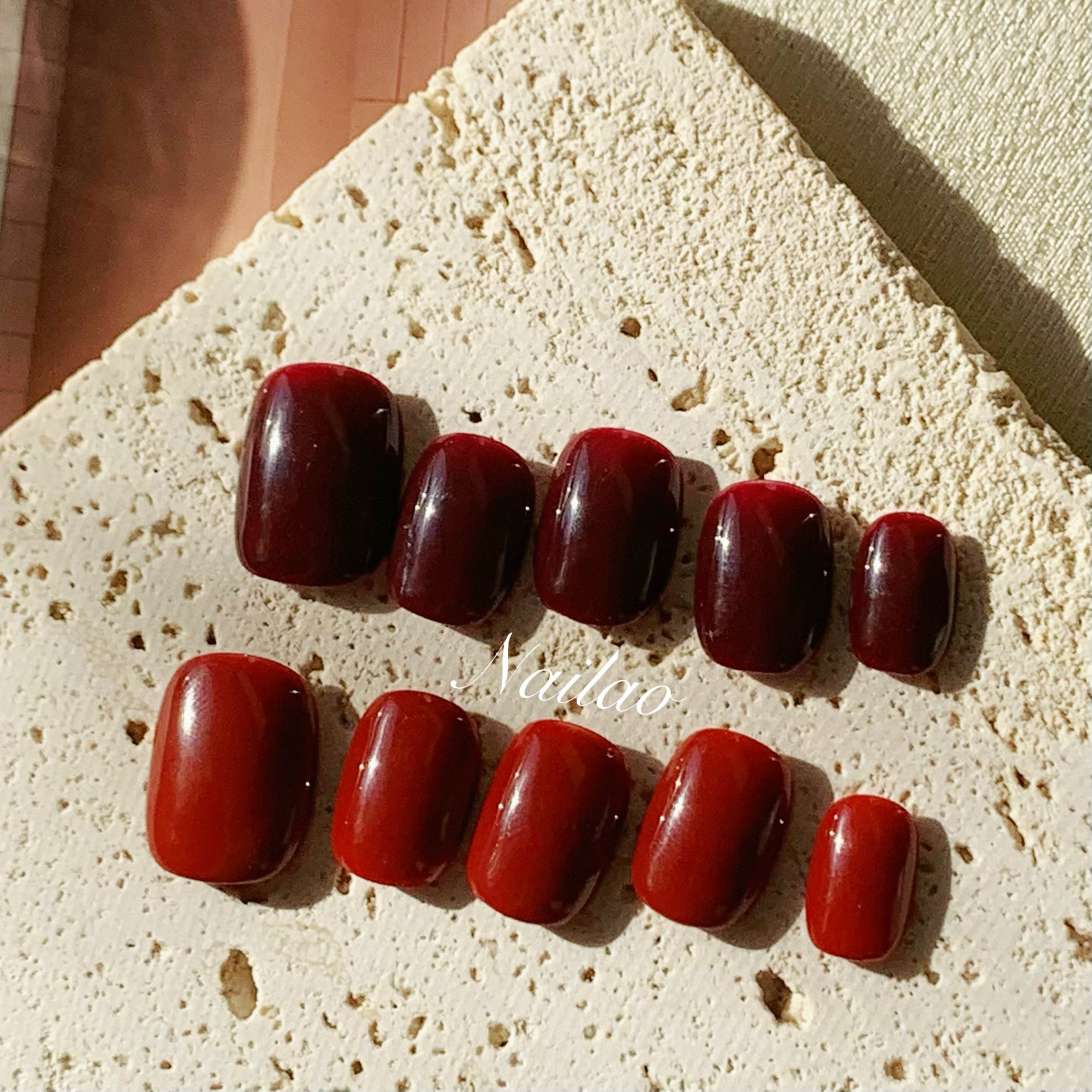 单色「红色合集」美甲纯色穿戴甲手工指甲贴长短款显白