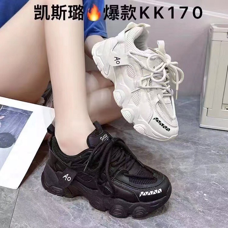 2025春夏新款皮面拼色时尚新品老爹鞋爆款港风老爹鞋女鞋百搭街拍