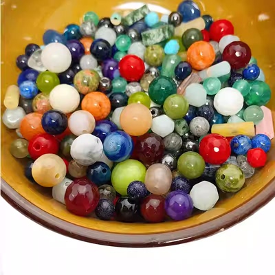 6-12mm圆球吊坠粉晶虎眼天然水晶石头圆形吊坠DIY饰品配件材料