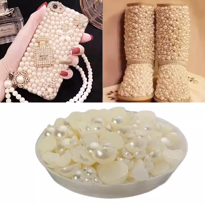 高亮平底半面珍珠ABS仿珍珠子diy材料手工滴油贴片饰品配件