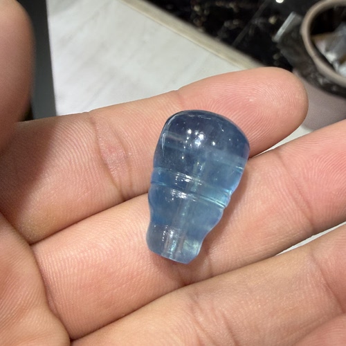 天然海蓝宝三通一体佛头高冰透海蓝宝三通DIY手串佛珠顶珠配饰