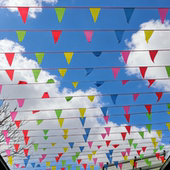 新年氛围布置装 饰彩带拉花彩条三角彩旗小灯笼挂饰户外拉旗串旗