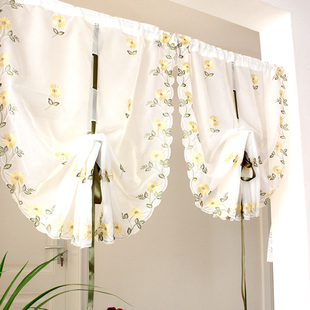 韩式成品窗纱窗帘田园雏菊波浪提拉帘气球帘升降帘半帘门帘扇形帘