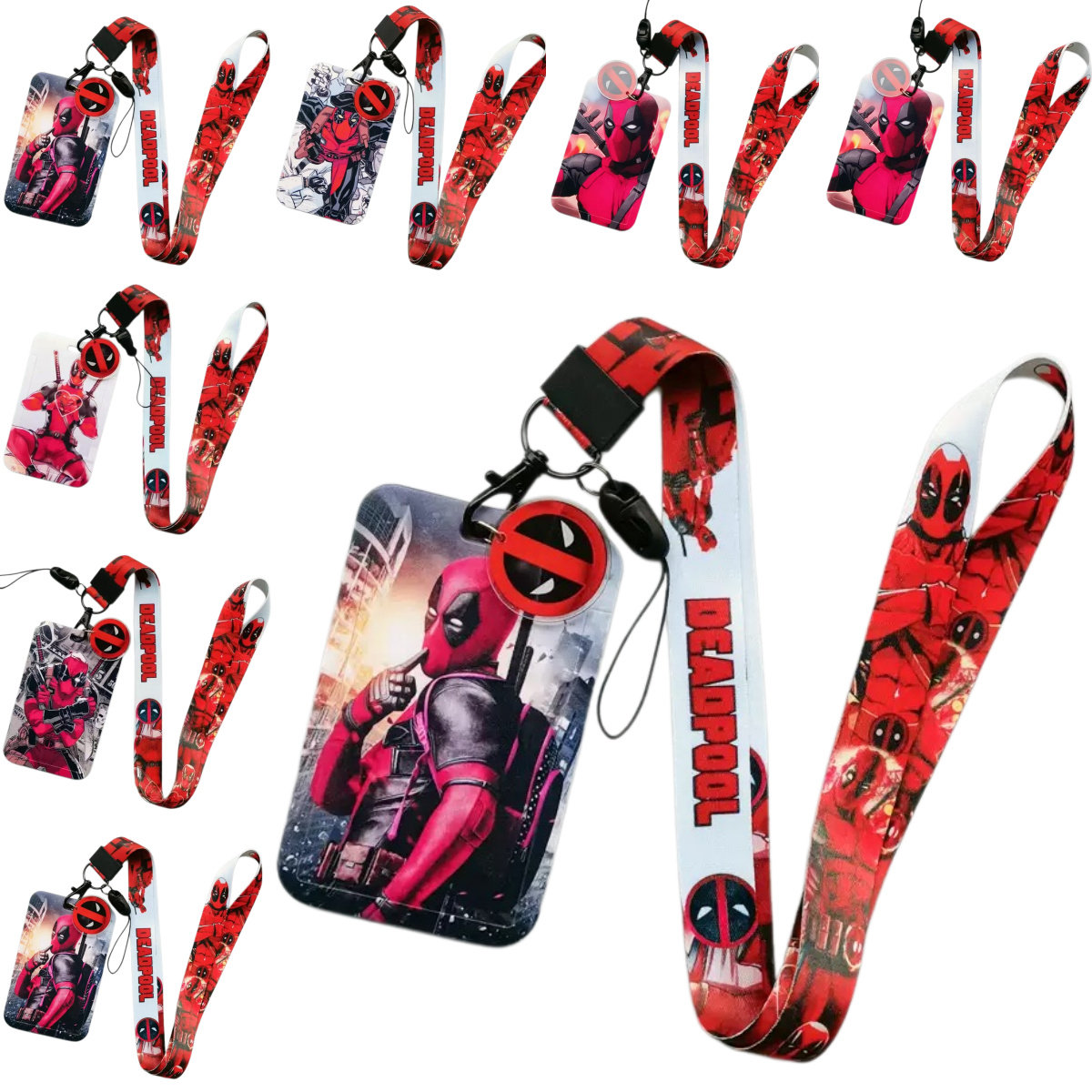 死侍 Deadpool 卡通卡套挂脖绳 学生校园饭卡动漫证件保护套挂件