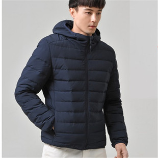 2025新款秋冬男款无缝一体连帽立领轻薄羽绒服薄款休闲大码外套潮