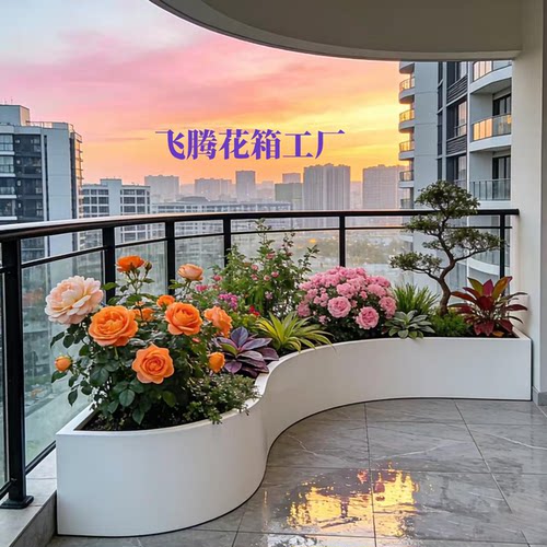 不锈钢造景弧形花箱定制组合阳台售楼部商业街铁艺花槽花坛种植箱