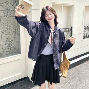 复古美式短款牛仔外套女春秋超火好看高级小众气质感宽松减龄外套图片
