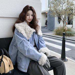 2025冬新款大翻领牛仔羽绒服90白鸭绒13210-P280-K420图片