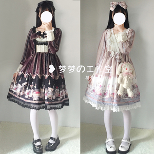 日系春装软妹洛丽塔日常OP连衣裙蕾丝蝴蝶结lolita少女茶会裙子
