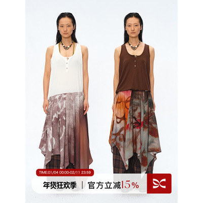 Square Circle 方圆【艺术家联名】印花不规则拼接针织背心连衣裙