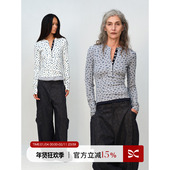 SQUARE T恤 显瘦亨利长袖 CIRCLE 方圆原创设计复古碎花印花修身