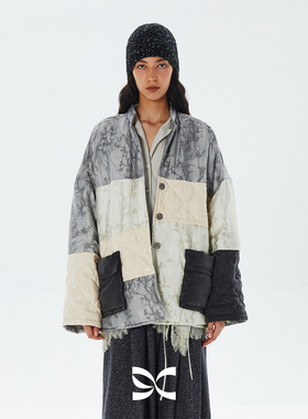 square circle 方圆 新中式正反两穿拼色提花廓形羽绒服保暖外套