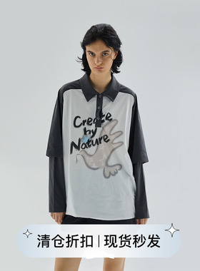 squarecircle方圆【胶囊系列】高倍防晒polo领假两件长袖印花t恤