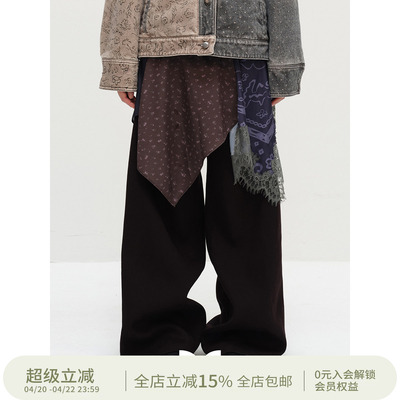 SQUARE CIRCLE 方圆原创碎花印花拼接蕾丝不规则下摆丝巾裙裤