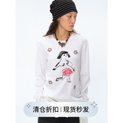 Square Circle 方圆【艺术家联名】奔跑女孩印花贴布绣长袖T恤