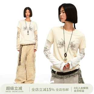 长袖 圆领T恤 circle方圆原创图案刺绣莫代尔羊毛棉短袖 square