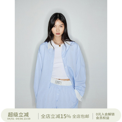 拼色衬衣女设计感小众短裤套装