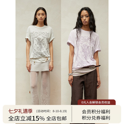 SQUARE CIRCLE 方圆宽松圆领天使印花百搭休闲合身春夏短袖t恤
