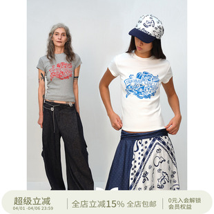 SQUARE 方圆设计感原创手绘涂鸦印花LOGO修身 显瘦短袖 T恤 CIRCLE