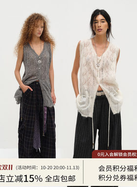 Square Circle 方圆马海毛系带抽绳开衫慵懒休闲叠穿毛衣背心上衣