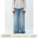 长裤 SQUARE 直筒牛仔裤 水洗浅蓝修身 CIRCLE方圆拔印花朵印花经典