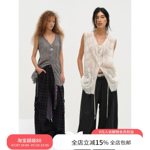Square Circle 方圆马海毛系带抽绳开衫慵懒休闲叠穿毛衣背心上衣