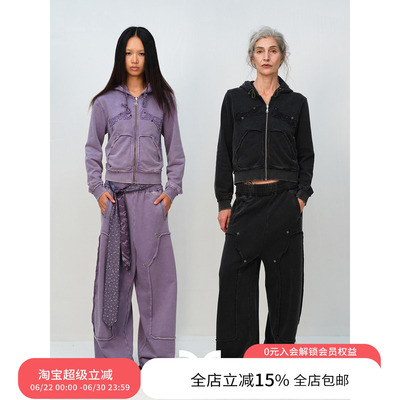 Square Circle 方圆字母贴布设计连帽短款休闲卫衣长裤卫裤套装