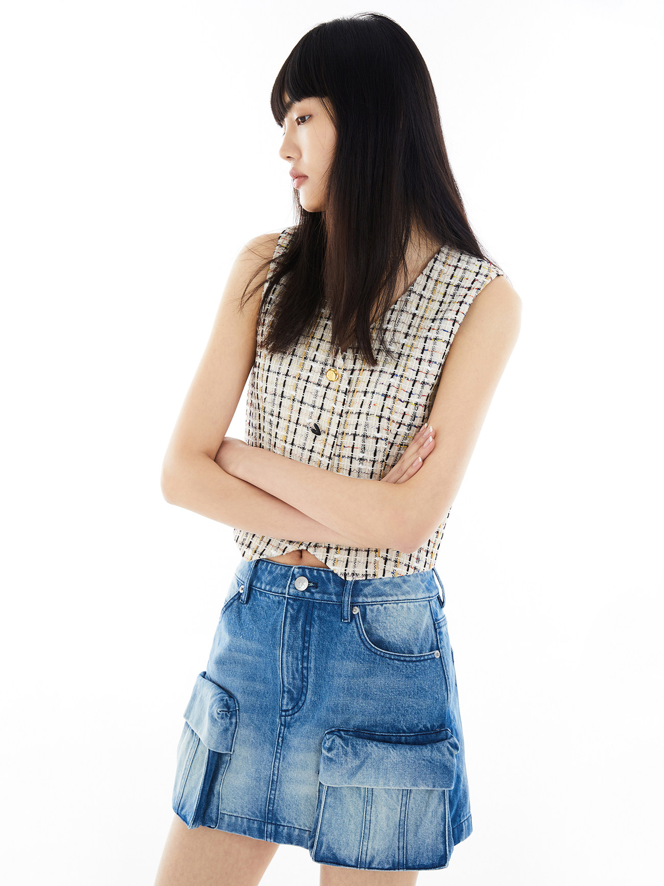 square circle方圆工装口袋装饰迷你牛仔裙女短款高腰百搭半身裙,女装/女士精品,半身裙,淘宝优惠券,粉丝福利购,淘宝优惠卷