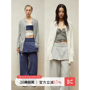 SQUARE CIRCLE 方圆绵羊毛羊驼毛氛围感系带抽绳慵懒微透毛衣开衫