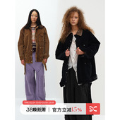 夹克棉服外套 方圆设计感铆钉做旧灯芯绒翻领工装 SQUARE CIRCLE