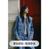 square 明星同款 circle方圆复古蓝色水洗做旧廓形牛仔夹克外套