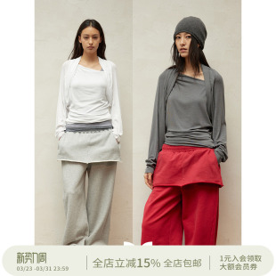 上衣 方圆假两件醋酸披肩不规则斜肩收腰显瘦长袖 SQUARE CIRCLE