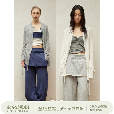 SQUARE CIRCLE 方圆绵羊毛羊驼毛氛围感系带抽绳慵懒微透毛衣开衫