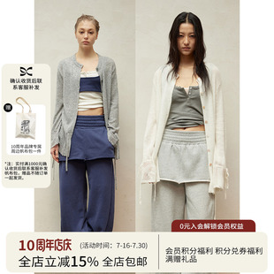 SQUARE CIRCLE 方圆绵羊毛羊驼毛氛围感系带抽绳慵懒微透毛衣开衫