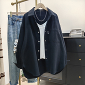 宽松男友风加厚衬衣休闲工装 2024年新款 女士冬季 衬衫 外套 纯棉长袖