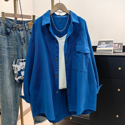 克莱因蓝纯棉衬衫女2026早春新品