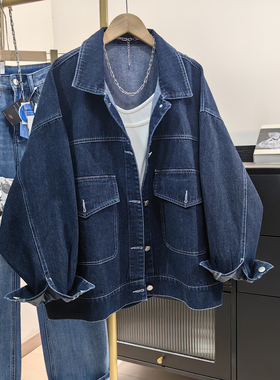 纯棉蓝色牛仔衬衫女2025早秋新款韩系设计感明线休闲bf风上衣外套