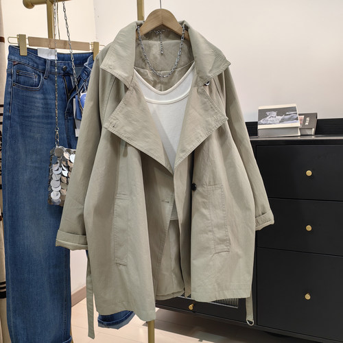 卡其色立领风衣女秋季新款韩系