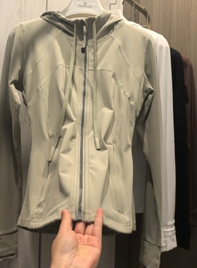 Lu原面料～修身收腰chao显瘦长袖连帽运动瑜伽上衣薄外套春秋女