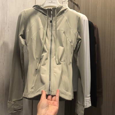 Lu原面料～修身收腰chao显瘦长袖连帽运动瑜伽上衣薄外套春秋女