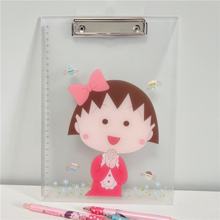 动漫卡通樱桃小丸子加厚亚克力A4纸透明写字板学生试卷夹板文件夹