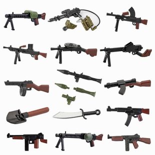 兼容乐高积木军事人仔配件上色重武器MOC狙击M4步枪塑胶积木玩具