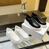 MZY&ASH乐福鞋 坡跟休闲女鞋 女真皮2023新款 厚底一脚蹬拼色小白鞋