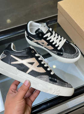 ASH NL复古脏脏小白鞋2024新款网红同款做旧亮片拼色系带厚底女鞋