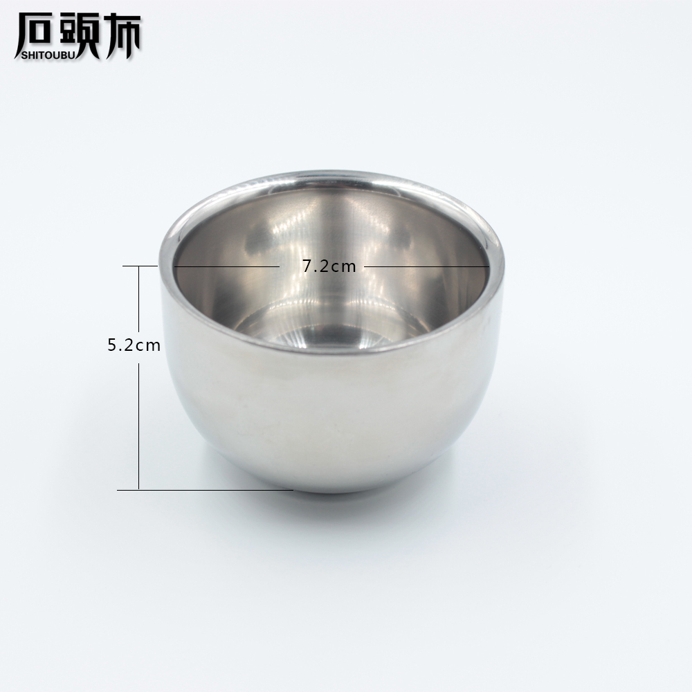 石头布双层不锈钢皂碗 剃须膏碗 剃须皂打沫小碗 剃须泡沫碗 包邮