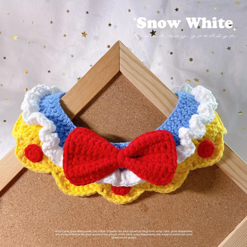 diy手工钩针毛线编织白雪公主宠物口水巾材料包小猫围脖小狗项圈