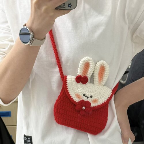 创意手工编织diy钩织可爱小红兔子零钱包材料包毛线手作制作礼物