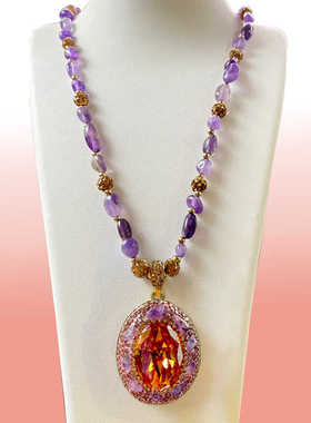 天然项链原石紫晶女苏丹变色石