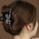 时尚 高级感后脑勺发夹女发饰 气质黑色镶钻蝴蝶结抓夹女2026年新款