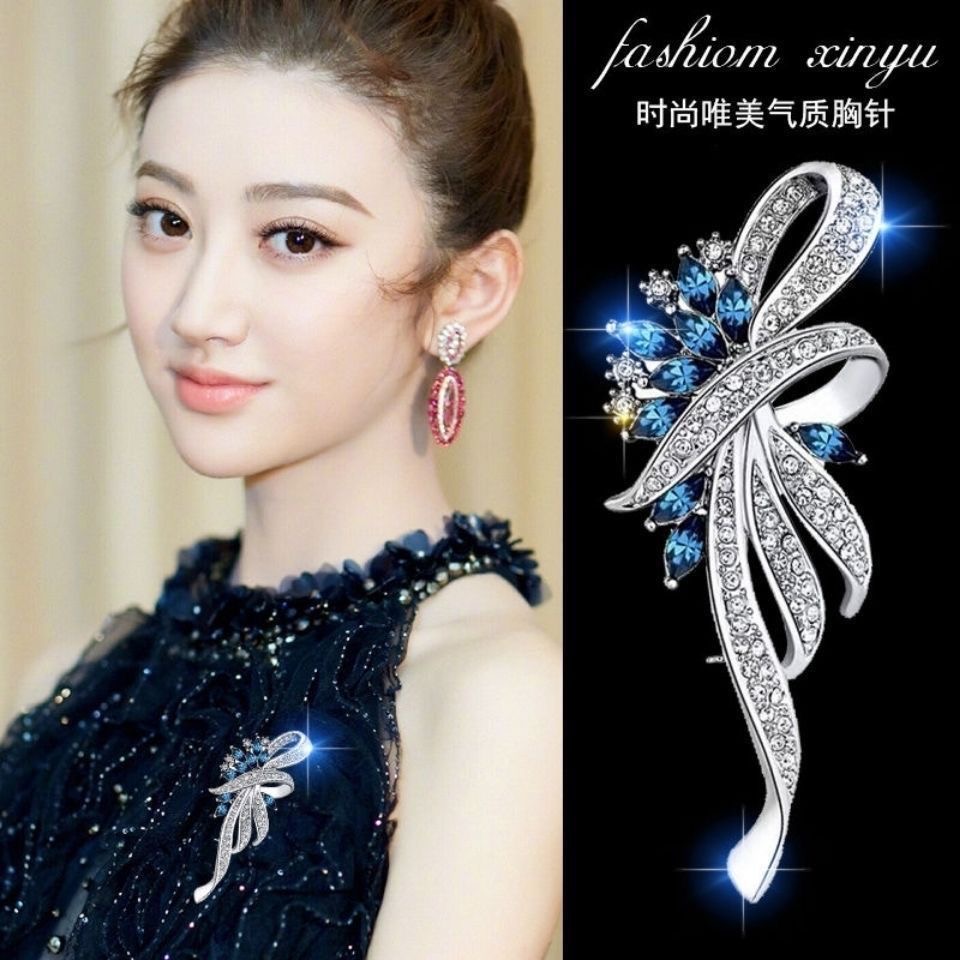 轻奢锆石小众设计胸针别针鸢尾花